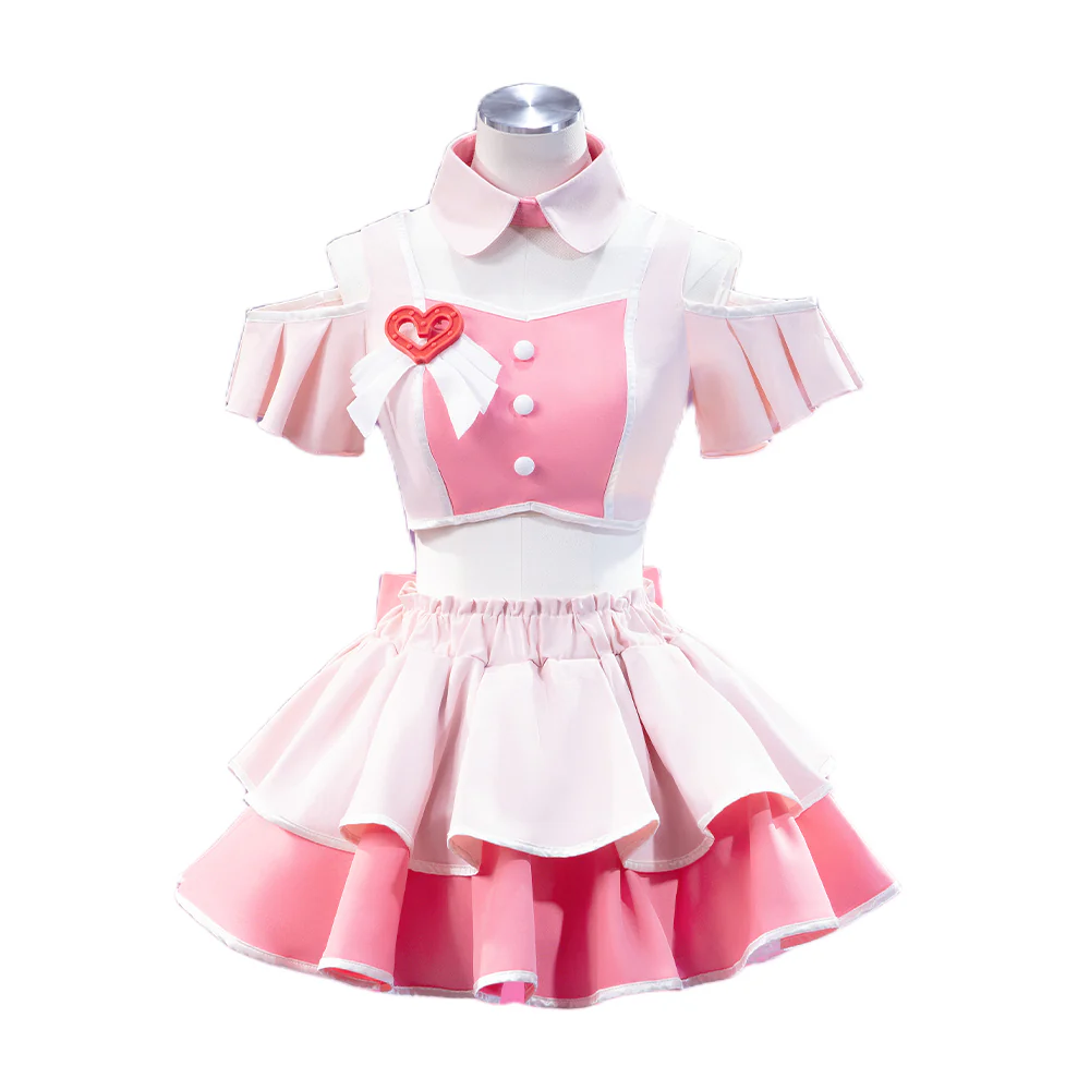 【Size S-2XL】DokiDoki-R Game Cosplay 4.5th Anniversary Costume White Pink Dress Cute Lolita - Image 5