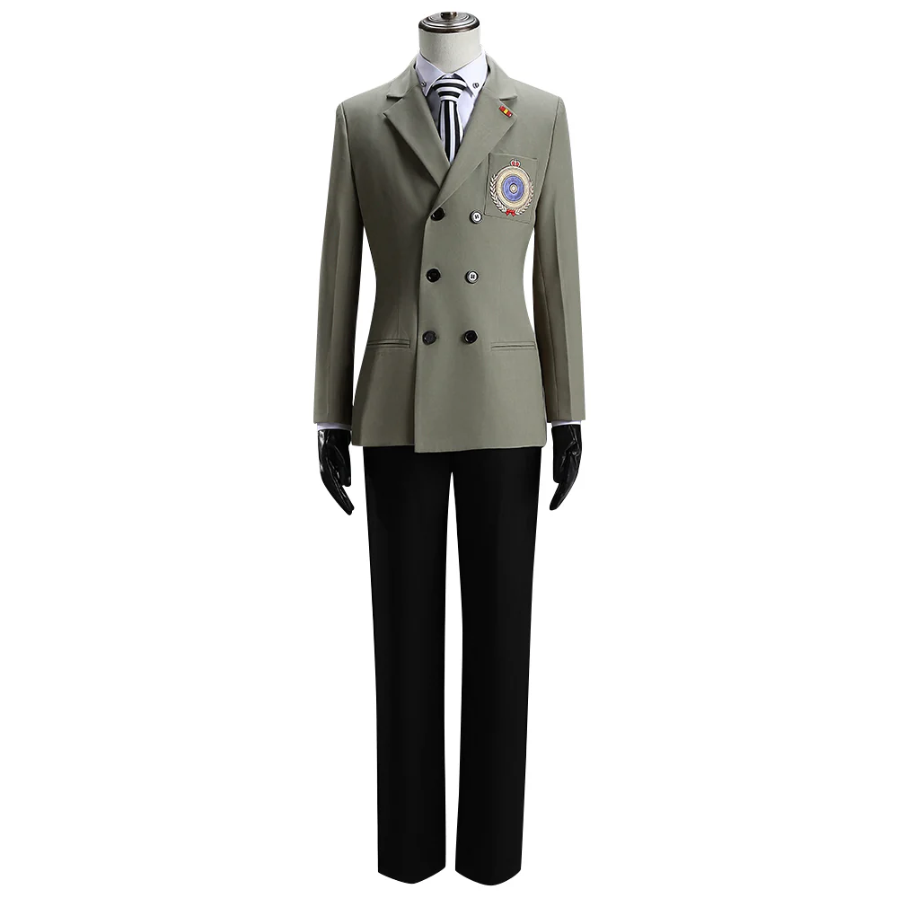 【Size S-2XL】DokiDoki-R Game Cosplay Costume khaki Top Black Pants - Image 6