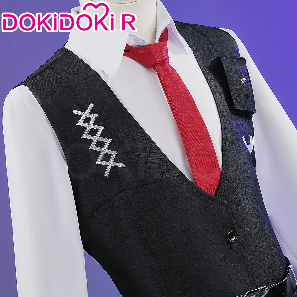 【Size S-2XL】DokiDoki-R Game Cosplay Black Suit Costume Halloween - Image 4