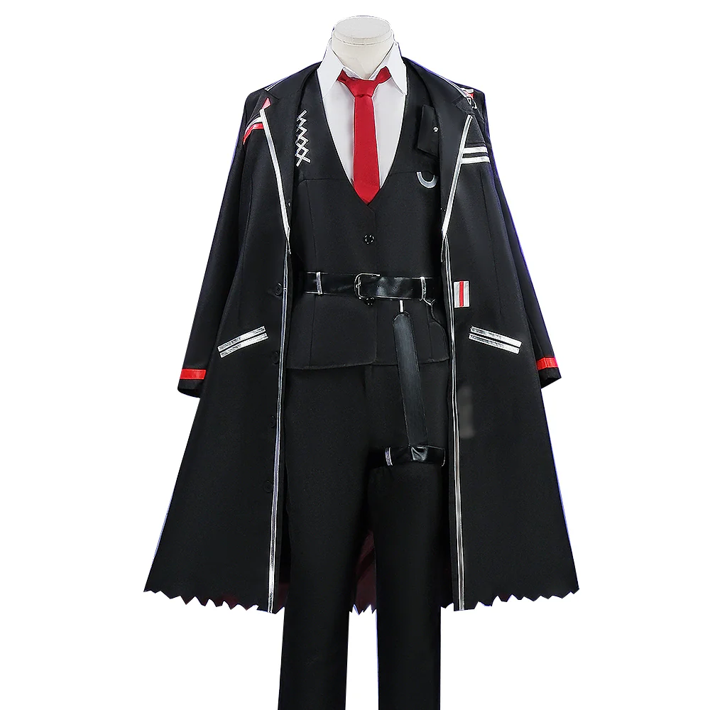 【Size S-2XL】DokiDoki-R Game Cosplay Black Suit Costume Halloween - Image 5