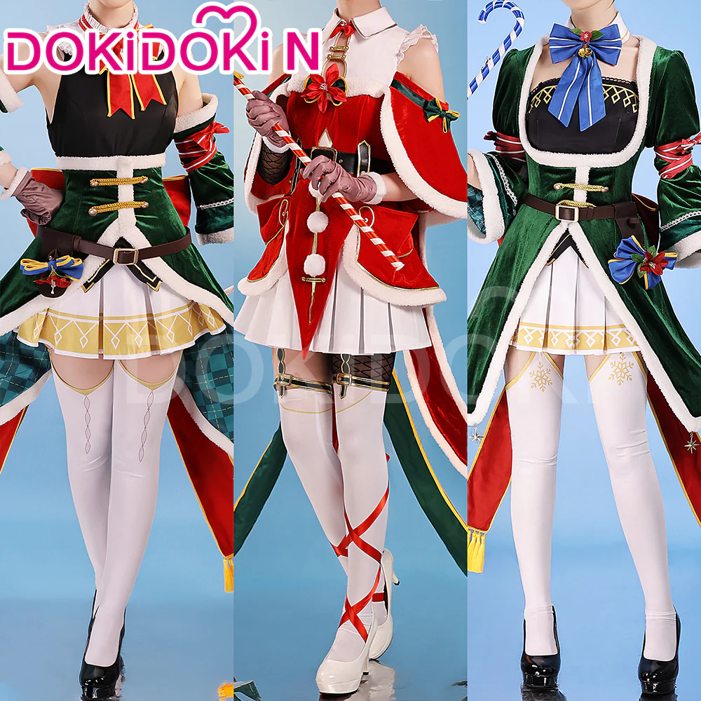 【Size S-3XL】DokiDoki-N Anime Cosplay Costume Christmas Red Green Black Cute Dress