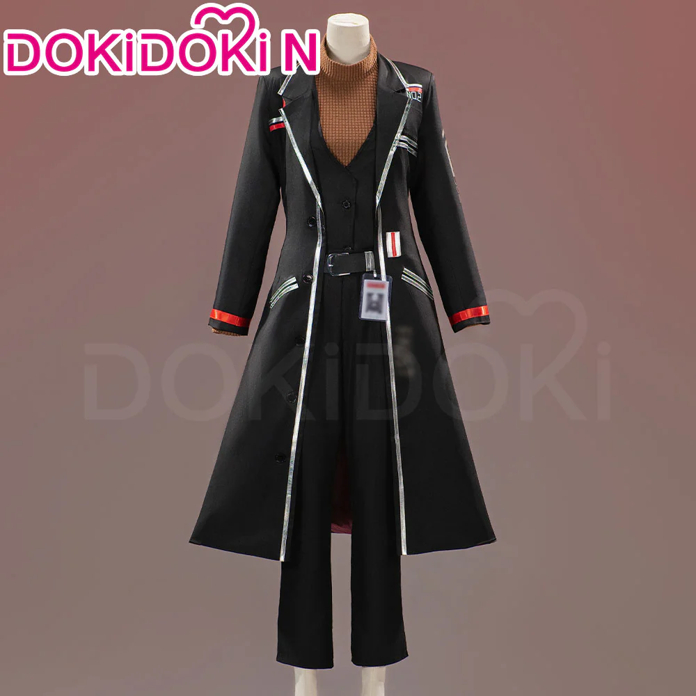 【Size S-2XL】DokiDoki-N Game Cosplay Costume Black Long Coat Brown Inner Suit