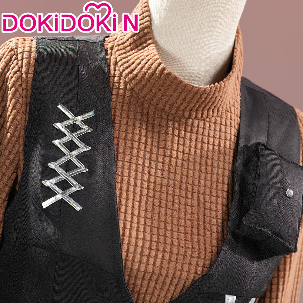【Size S-2XL】DokiDoki-N Game Cosplay Costume Black Long Coat Brown Inner Suit - Image 4