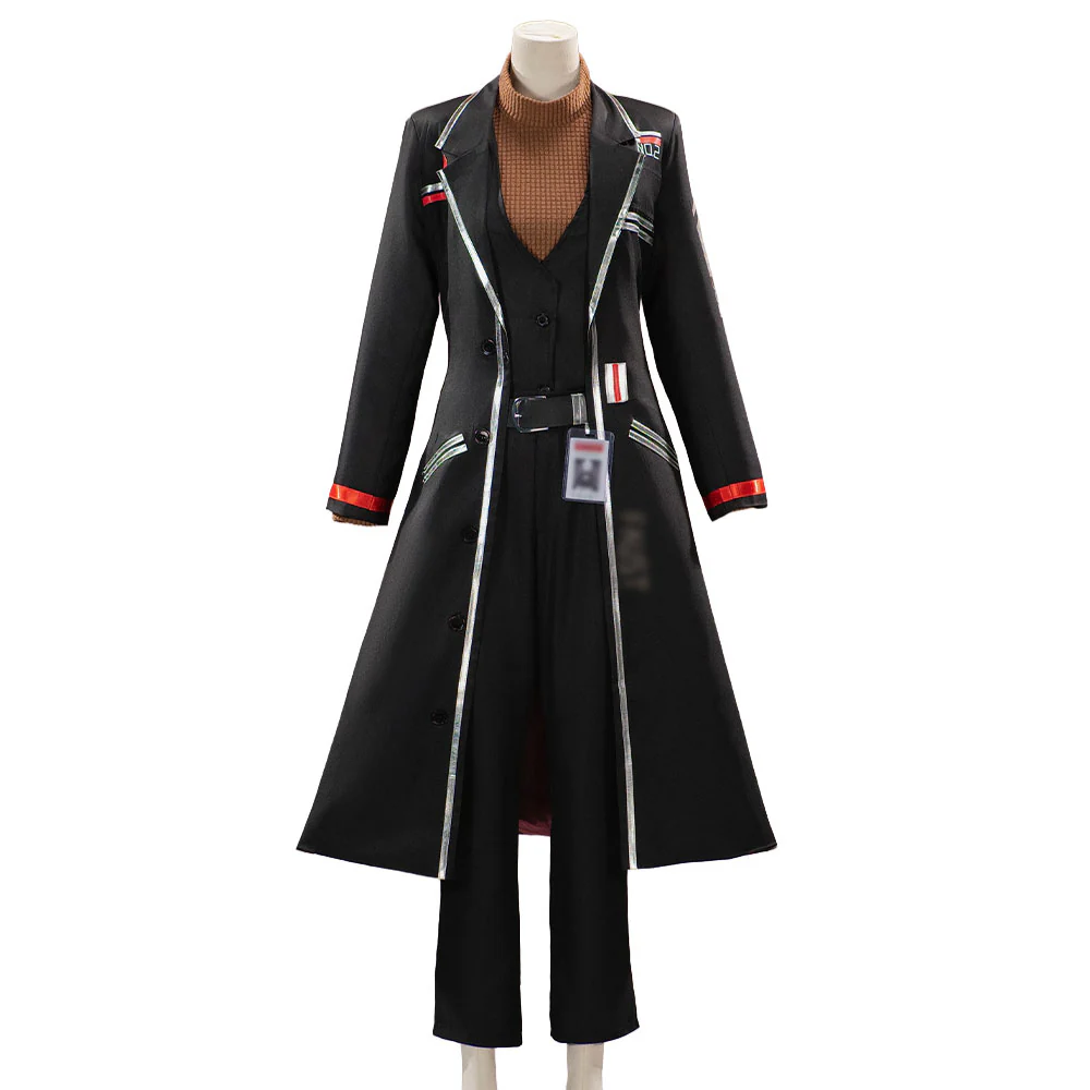 【Size S-2XL】DokiDoki-N Game Cosplay Costume Black Long Coat Brown Inner Suit - Image 5