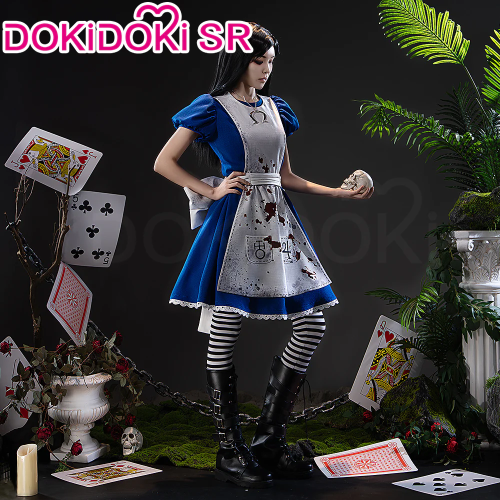 【Size S-3XL】DokiDoki-SR Game Alice: Madness Returns Cosplay Alice Costume Blue Dress - Image 2