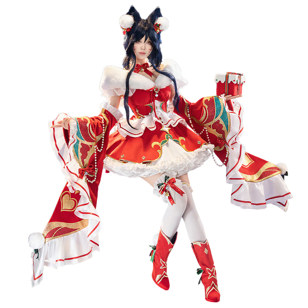 【Ready For Ship】【Size S-3XL】DokiDoki-R Game Cosplay Christmas Fox Costume Doujin Red White Dress Cute Lolita - Image 5