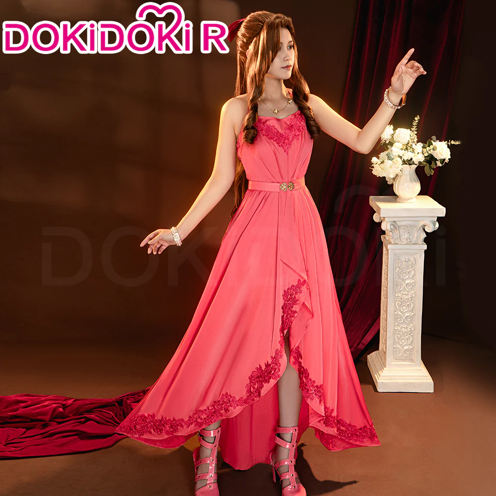 【Ready For Ship】【Size S-3XL】DokiDoki-R Game Cosplay Costume Aeritth Pink dress / Shoes