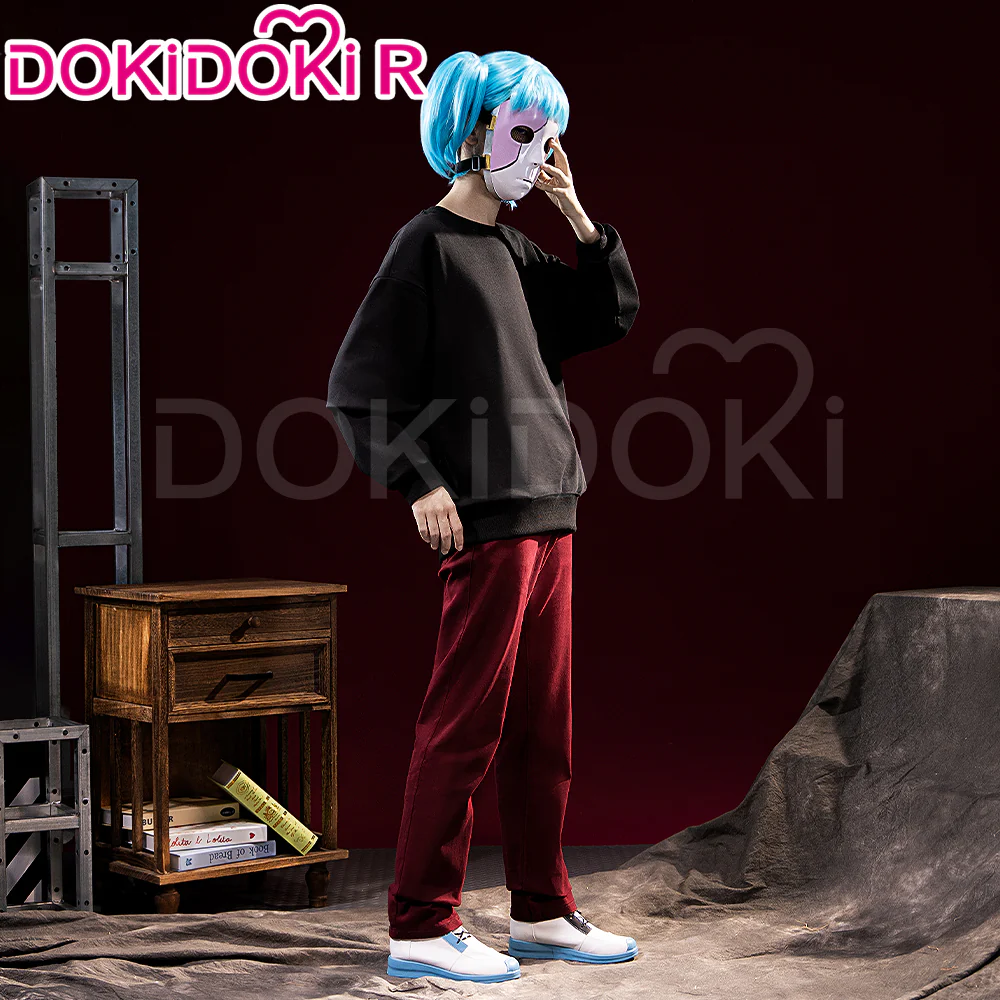 【Size S-3XL】DokiDoki-R Game Cosplay Costume Black Long Sleeve Red Pants - Image 2