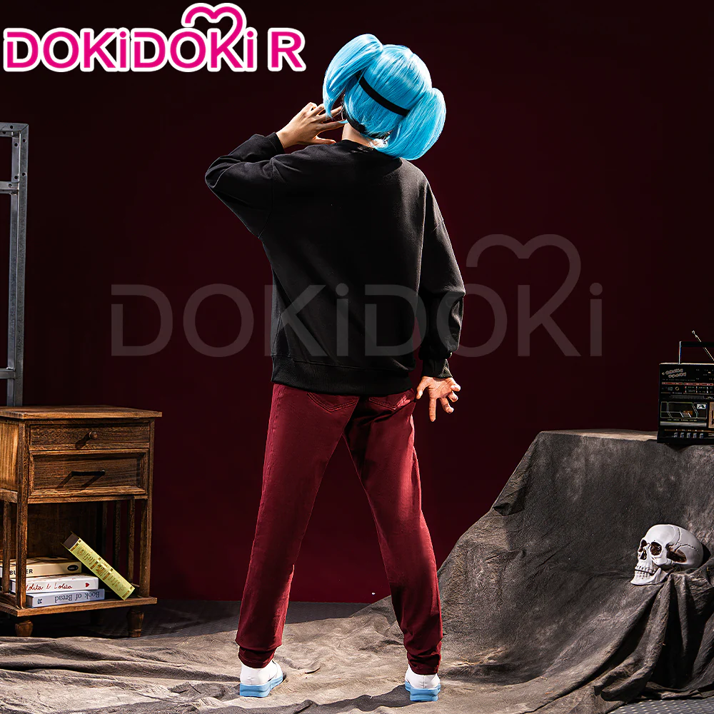 【Size S-3XL】DokiDoki-R Game Cosplay Costume Black Long Sleeve Red Pants - Image 3