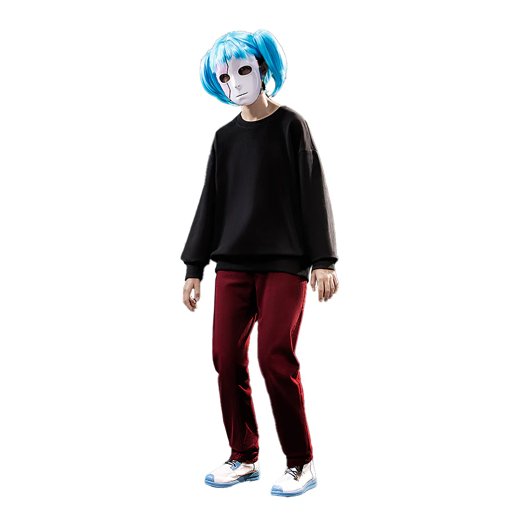 【Size S-3XL】DokiDoki-R Game Cosplay Costume Black Long Sleeve Red Pants - Image 5