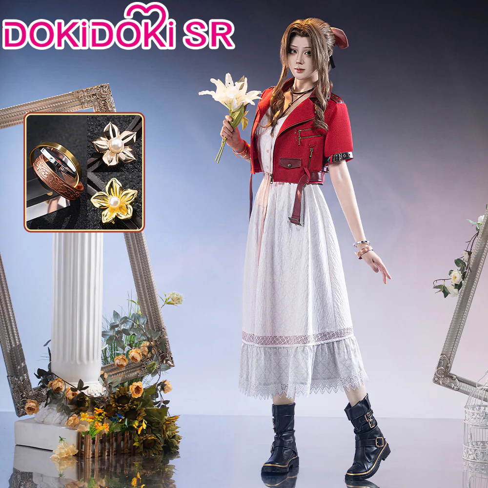 【Size S-3XL】DokiDoki-SR Game Cosplay Costume Red Coat White Dress