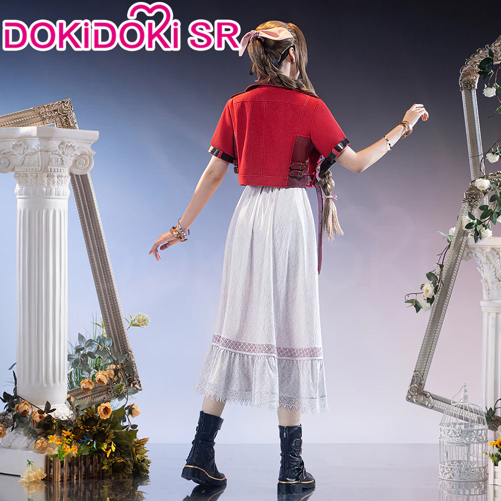 【Size S-3XL】DokiDoki-SR Game Cosplay Costume Red Coat White Dress - Image 3