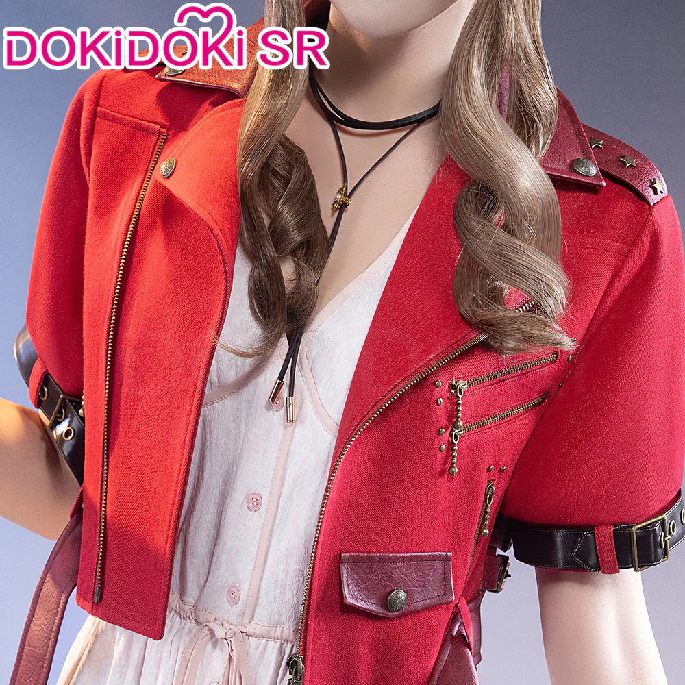 【Size S-3XL】DokiDoki-SR Game Cosplay Costume Red Coat White Dress - Image 4