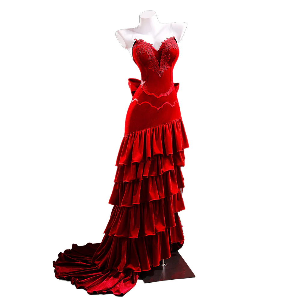 【Size XS-3XL】DokiDoki-R Game Cosplay Costume Red Dress Gorgeous - Image 3