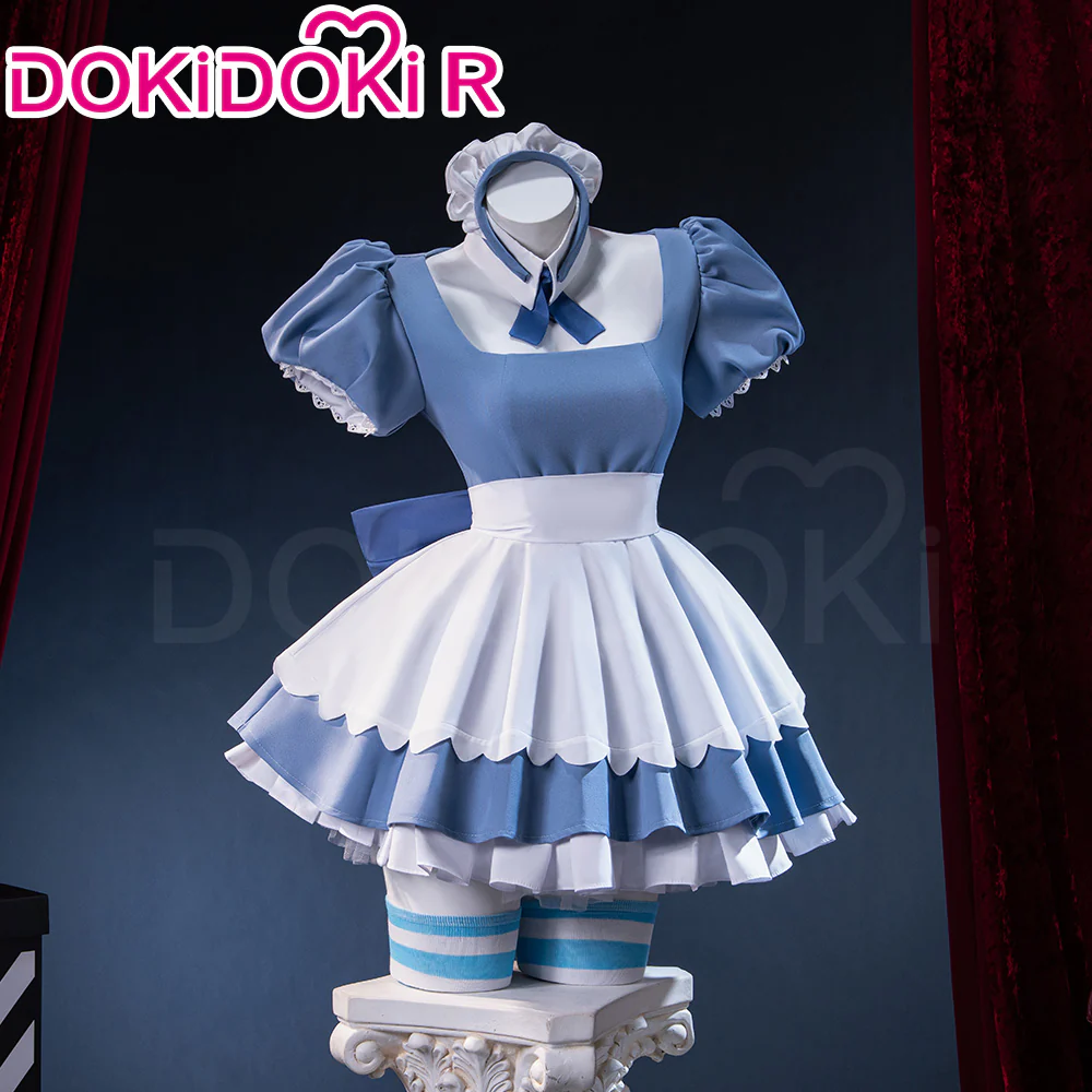 【Size S-XL】DokiDoki-R Anime Cosplay Costume Cute Blue White Dress Cafe In Sweets Paradise