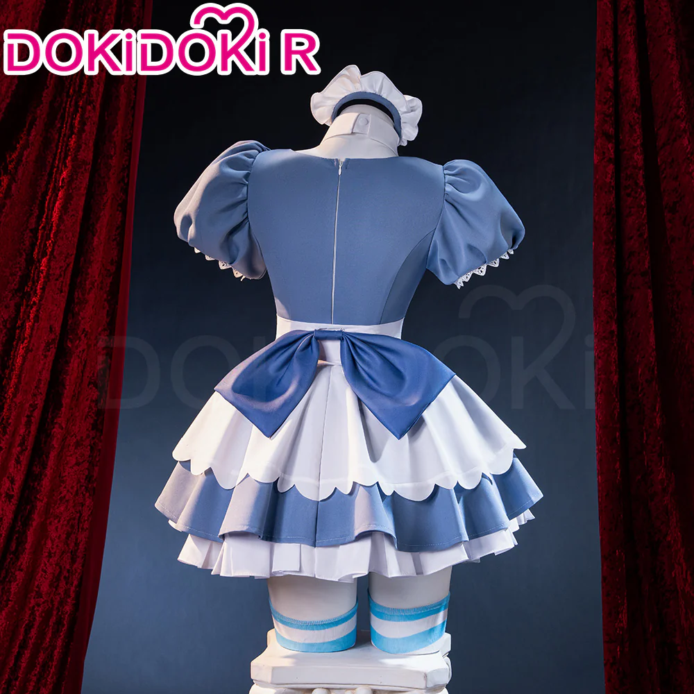 【Size S-XL】DokiDoki-R Anime Cosplay Costume Cute Blue White Dress Cafe In Sweets Paradise - Image 4
