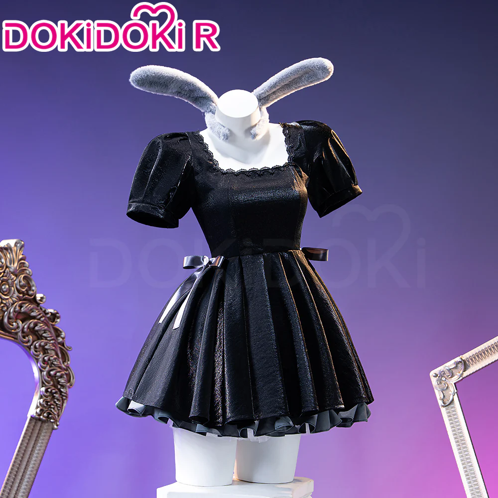 【In Stock】DokiDoki-R Anime Music Video Cosplay Female Black Costume Dress 3rd Anniversary Cafe Rabbit Headwear