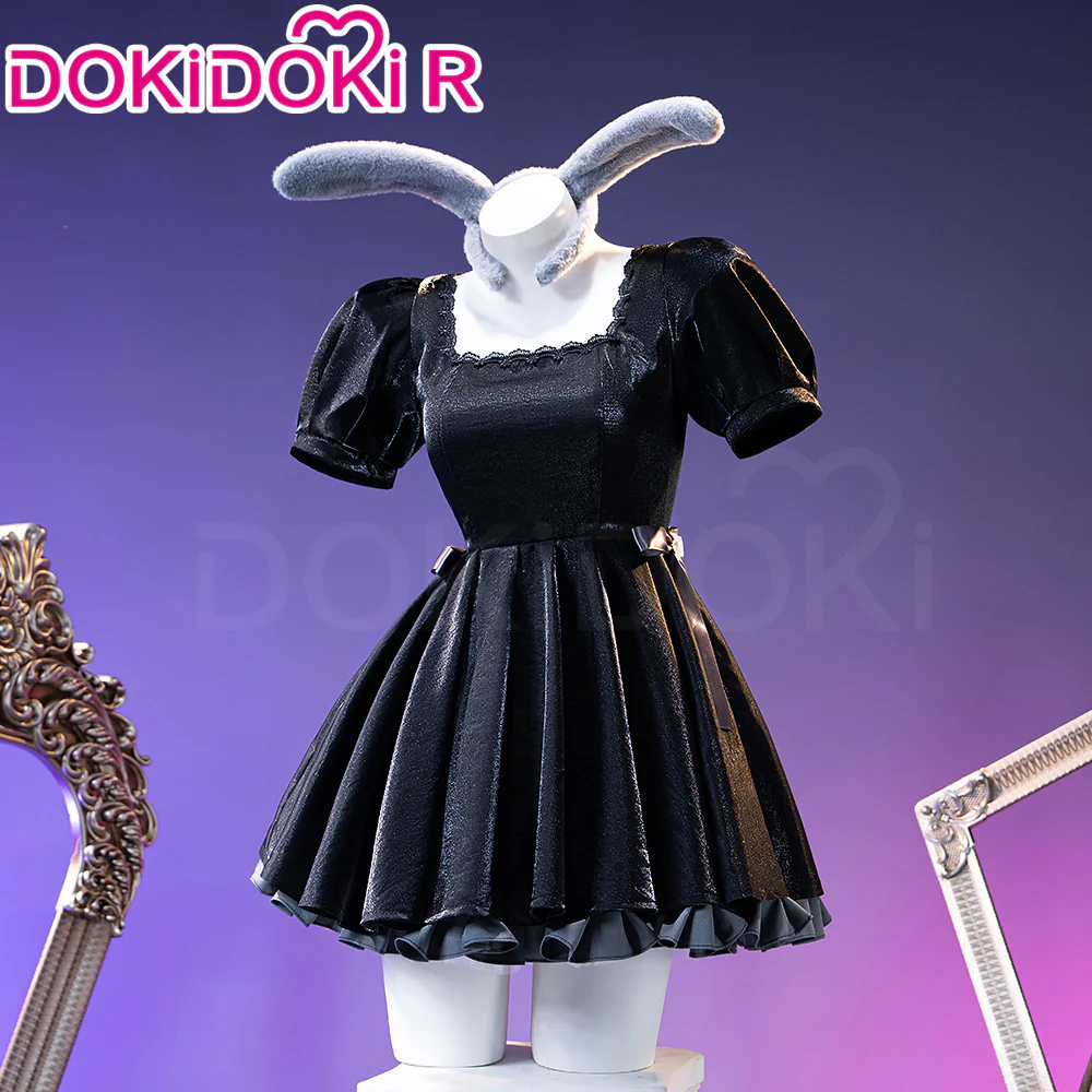 【In Stock】DokiDoki-R Anime Music Video Cosplay Female Black Costume Dress 3rd Anniversary Cafe Rabbit Headwear - Image 2