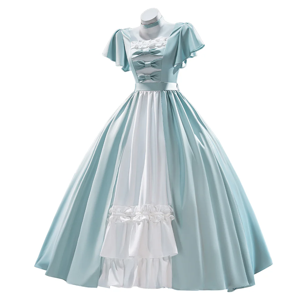 【Size XS-2XL】DokiDoki-R Anime Cosplay Friiereen Costume Shiny / Matte Mint Green Dress - Image 11