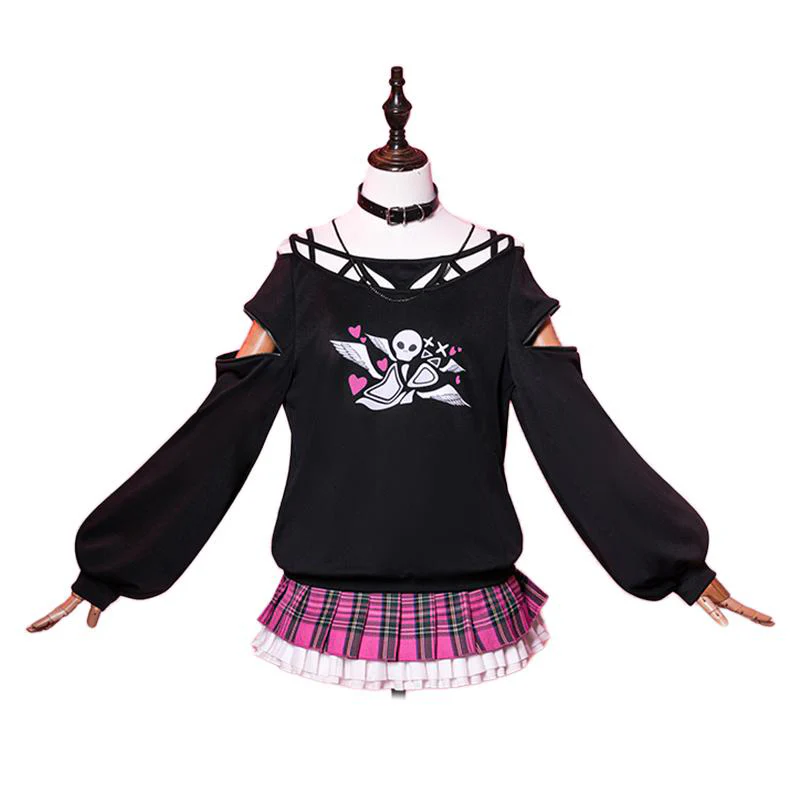 【Size XS-2XL】DokiDoki-R Cosplay Costume Black Top Pink Dress Don Quijote Kawaii Fashion Jirai Kei - Image 5
