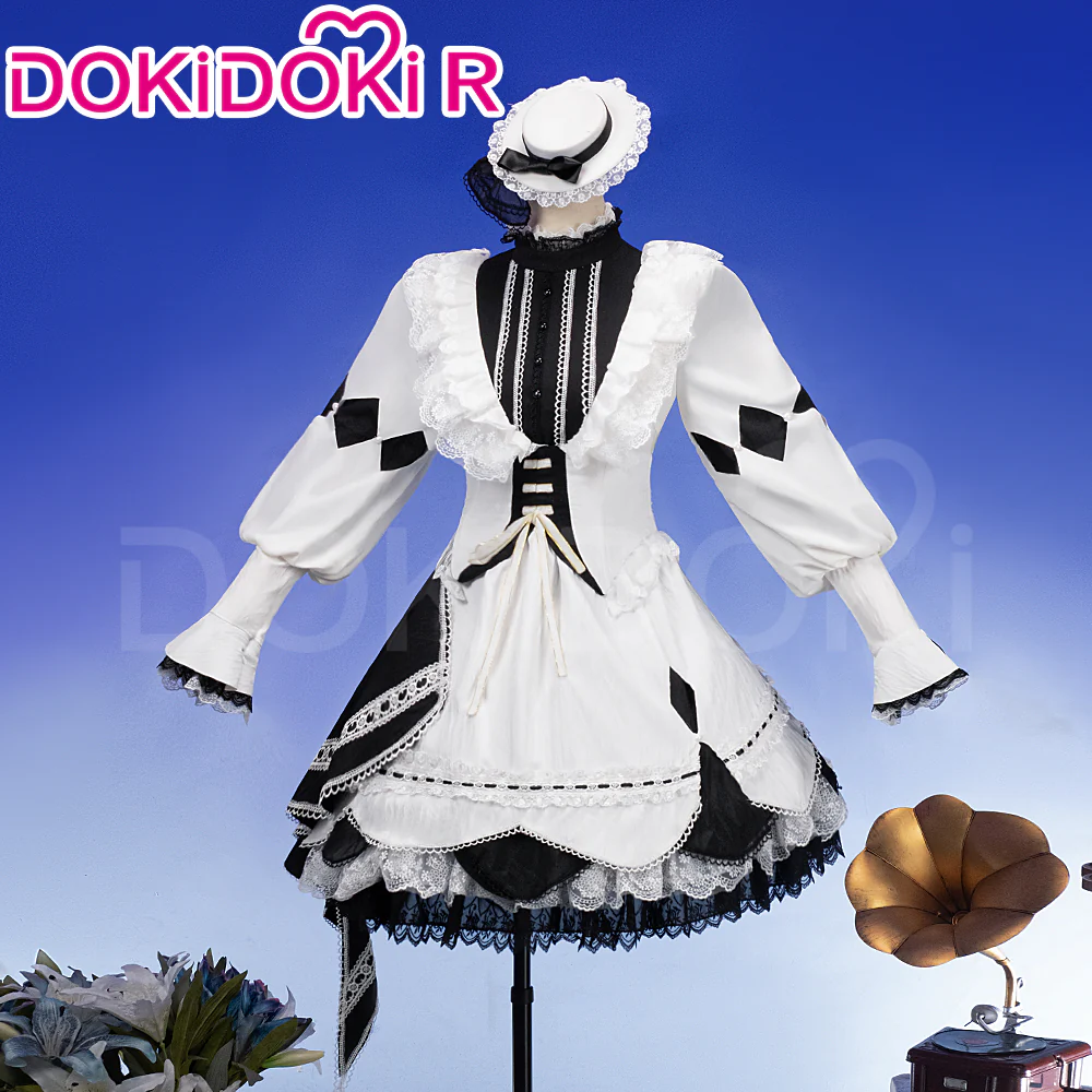 【Size XS-2XL】DokiDoki-R Game Cosplay Asahinaa Mafuyuu Costume Black White Dress Nightchord at 25:00 The Taste Of Authentic Ikayaki