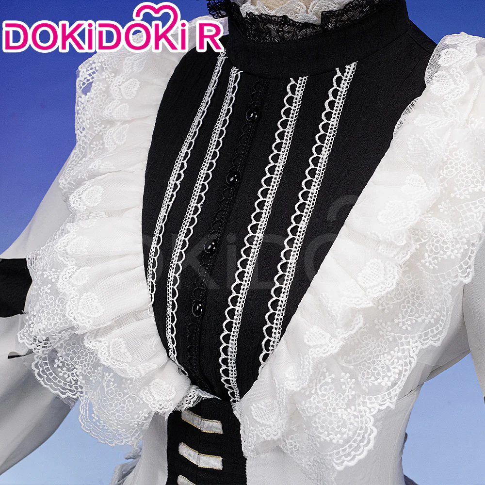 【Size XS-2XL】DokiDoki-R Game Cosplay Asahinaa Mafuyuu Costume Black White Dress Nightchord at 25:00 The Taste Of Authentic Ikayaki - Image 3