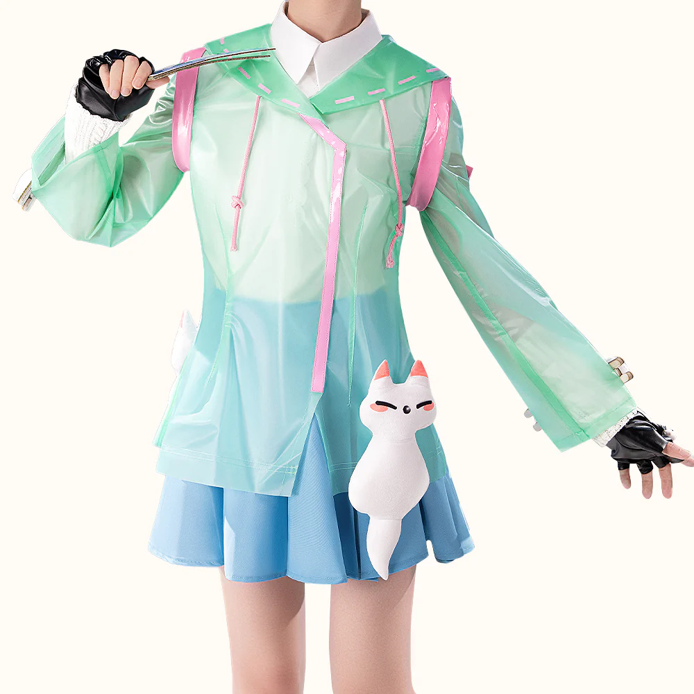 【Size XS-2XL】DokiDoki-R Game Cosplay Costume Rainy Day Green Costume - Image 5