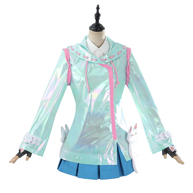 【In Stock】【Size XS-2XL】DokiDoki-R Game Cosplay Costume Rainy Day Raincoat Green - Image 5