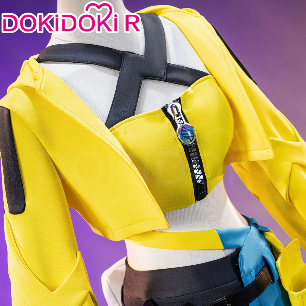 【Size XS-2XL】DokiDoki-R Game Cosplay Costume Yellow Coat Black Blue Pants - Image 3