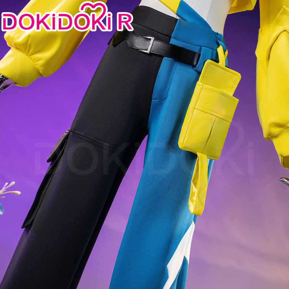 【Size XS-2XL】DokiDoki-R Game Cosplay Costume Yellow Coat Black Blue Pants - Image 4