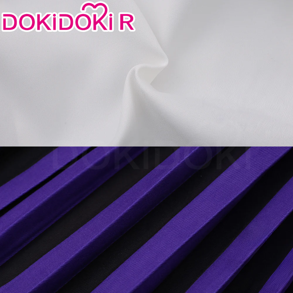 【Size XS-2XL】DokiDoki-R TV Cosplay Addamms Costume Uniform Purple Black Stripes - Image 3