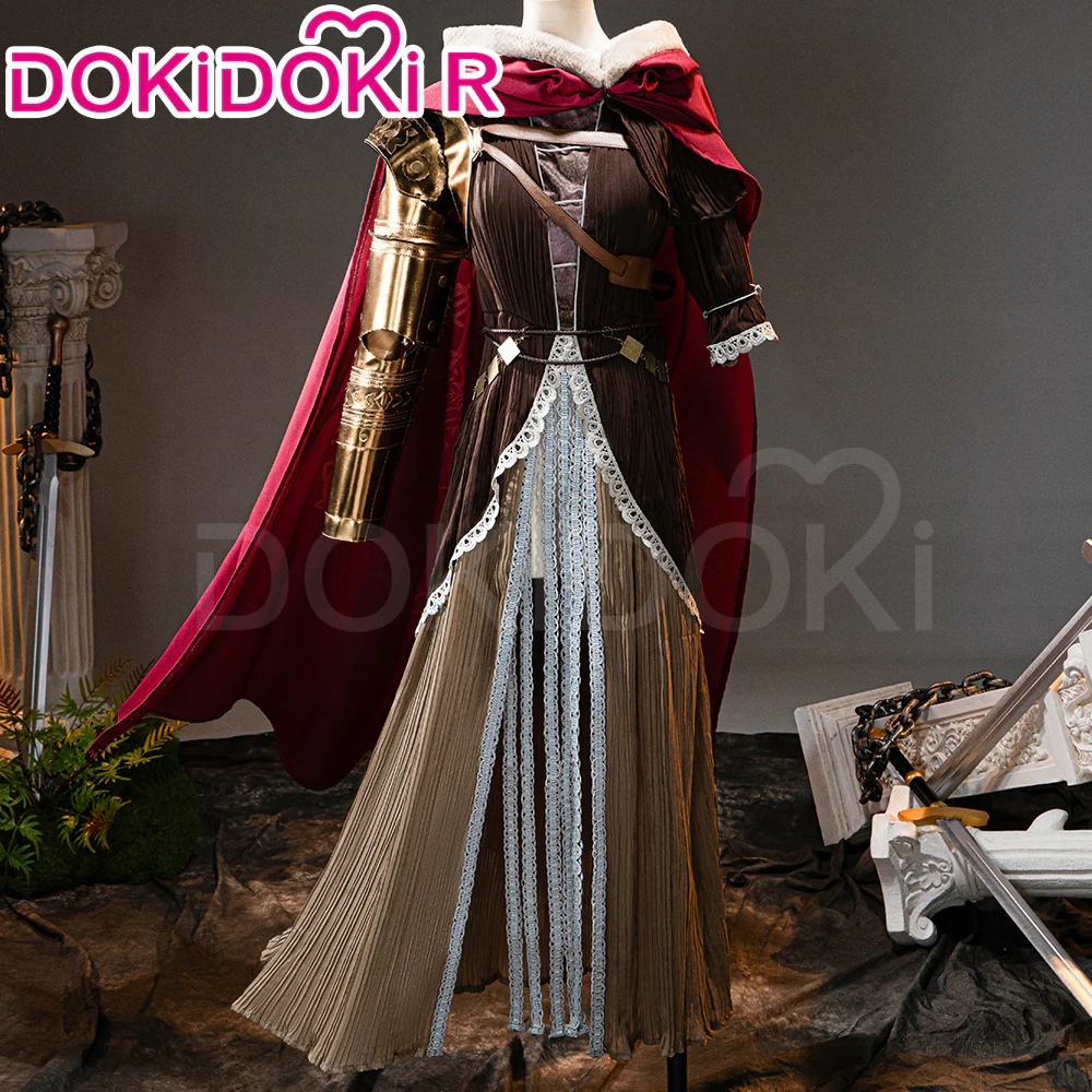 【Size XS-3XL】Dokidoki Game Cosplay Costume Brown Dress Red Cape - Image 2