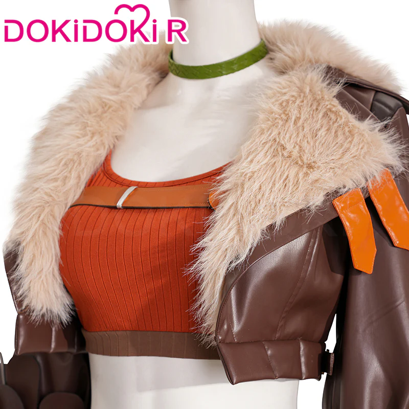 【Tail Ready For Ship】【Size XS-3XL】Dokidoki-R Game Cosplay Costume Woman Brown Leather Jacket Suit - Image 2