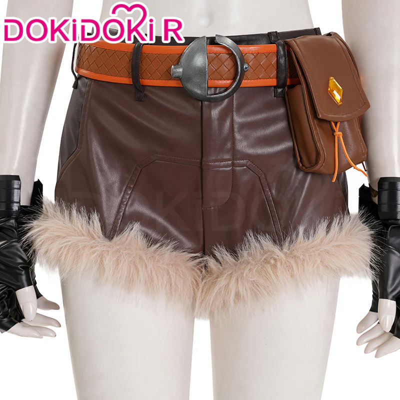 【Tail Ready For Ship】【Size XS-3XL】Dokidoki-R Game Cosplay Costume Woman Brown Leather Jacket Suit - Image 4