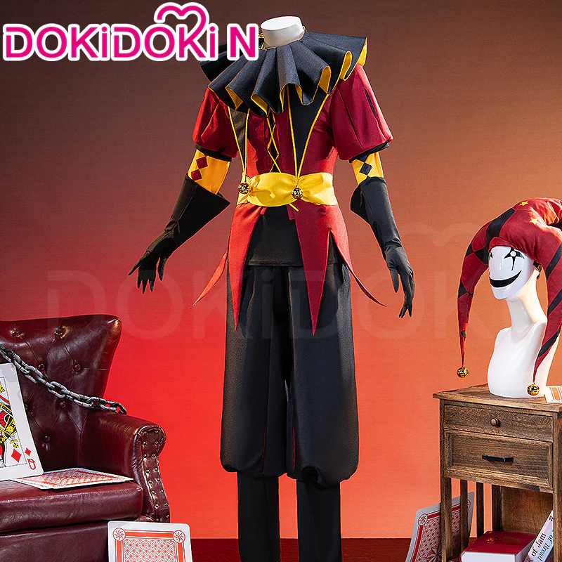 【Size XS-3XL】DokiDoki-N Game Cosplay Clown Costume Red Black Suit - Image 2