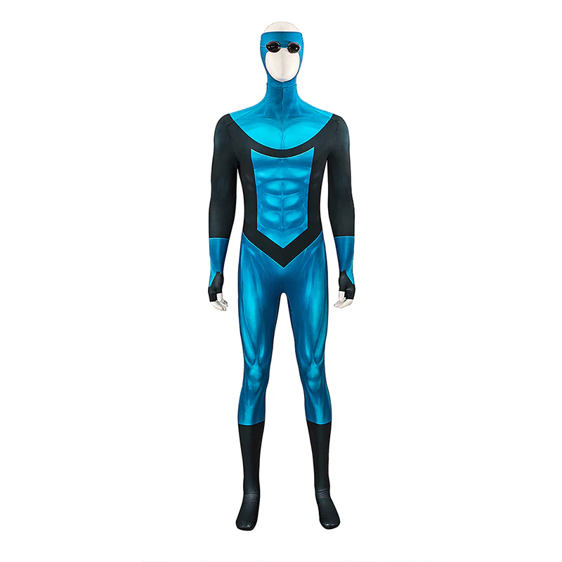【Size XS-3XL】DokiDoki-N Movie Season 3 Cosplay Blue Man Costume Bodysuit - Image 4