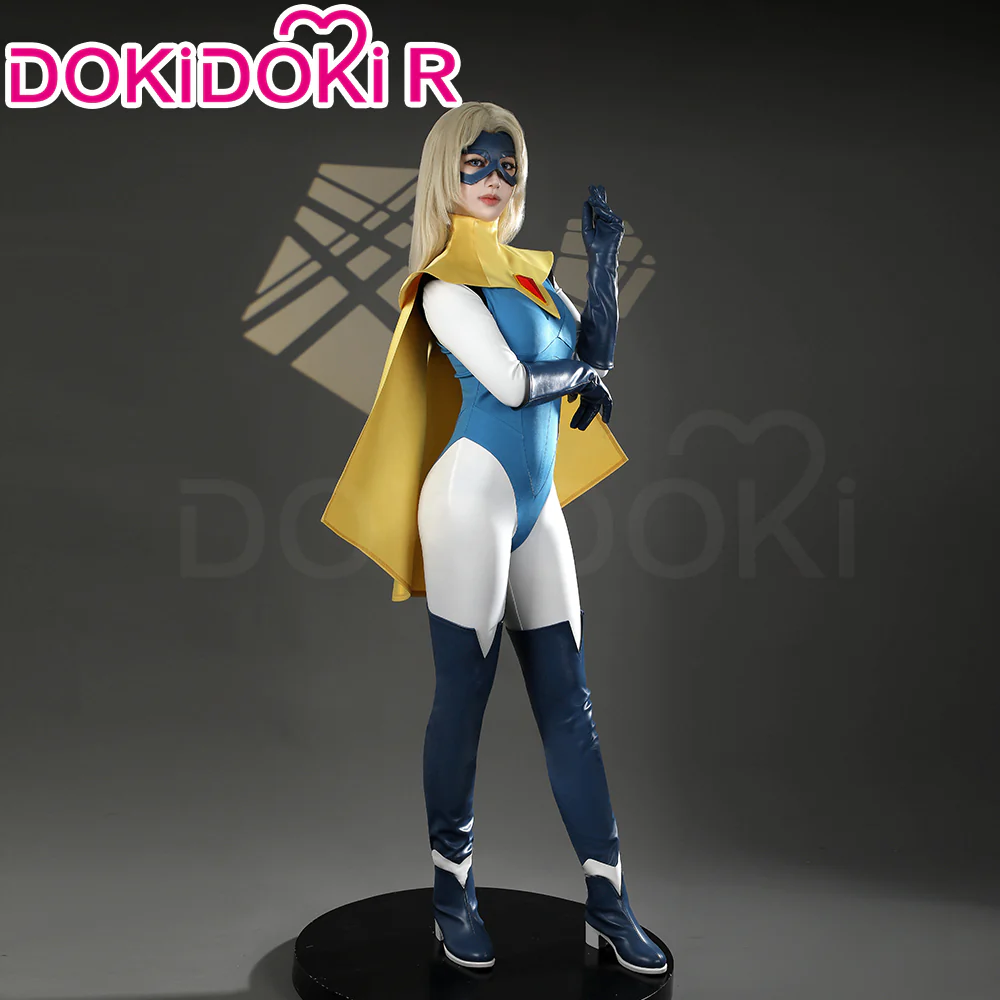 【Size XS-3XL】DokiDoki-R Game Cosplay Blonde Costume Blue Bodysuit - Image 4