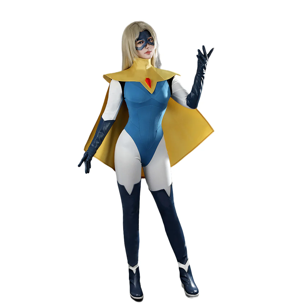 【Size XS-3XL】DokiDoki-R Game Cosplay Blonde Costume Blue Bodysuit - Image 5