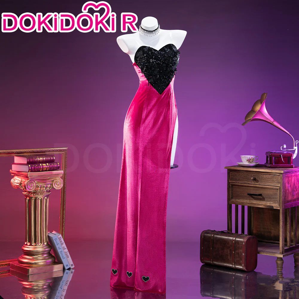 【Size XS-3XL】DokiDoki-R Anime Cosplay Costume Purplish-Red Black Heart Dress Satin / Sequins Strapless Formal Dress Gown - Image 17