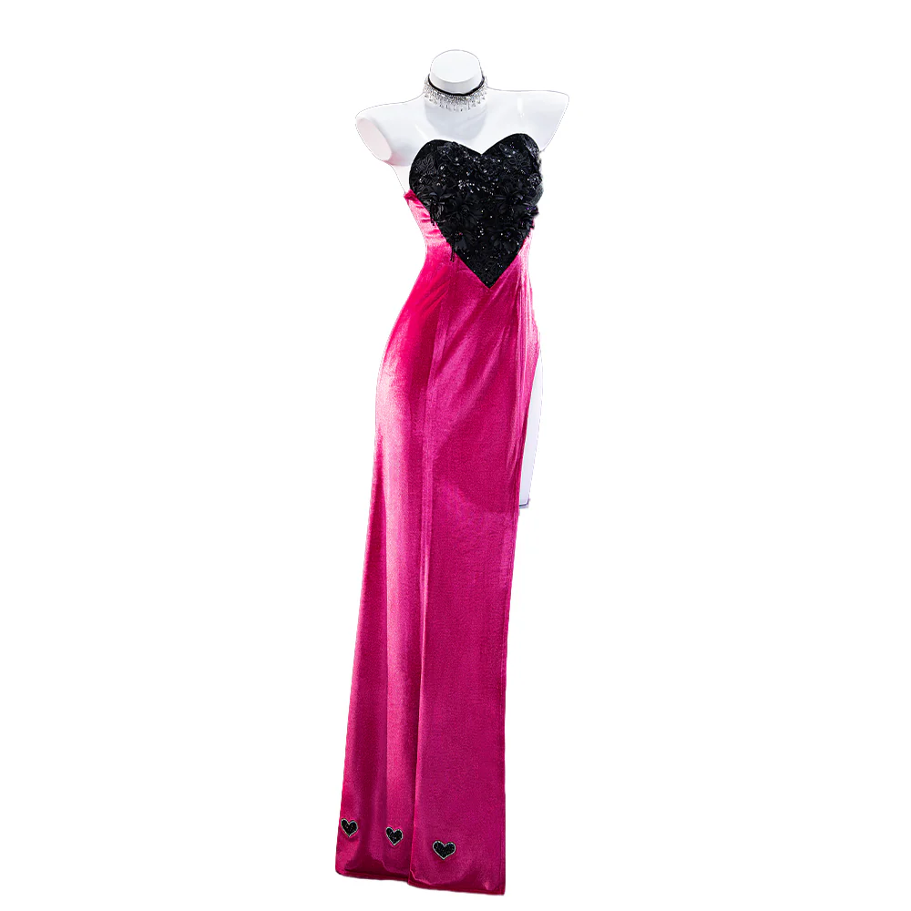 【Size XS-3XL】DokiDoki-R Anime Cosplay Costume Purplish-Red Black Heart Dress Satin / Sequins Strapless Formal Dress Gown - Image 21
