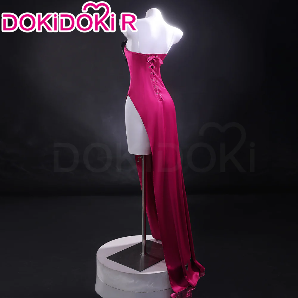 【Size XS-3XL】DokiDoki-R Anime Cosplay Costume Purplish-Red Black Heart Dress Satin / Sequins Strapless Formal Dress Gown - Image 4