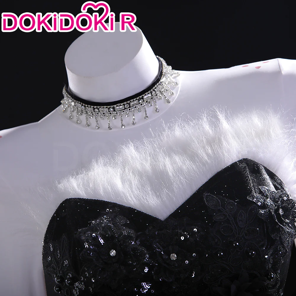【Size XS-3XL】DokiDoki-R Anime Cosplay Costume Purplish-Red Black Heart Dress Satin / Sequins Strapless Formal Dress Gown - Image 5