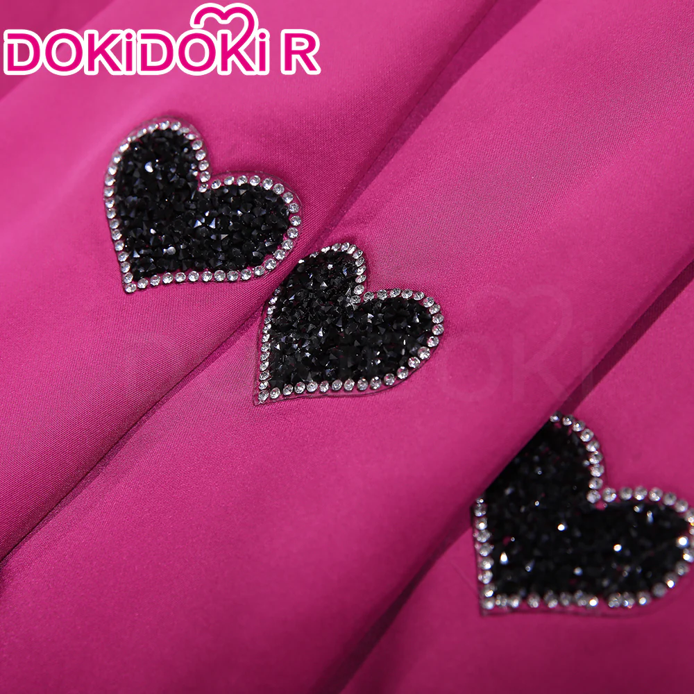 【Size XS-3XL】DokiDoki-R Anime Cosplay Costume Purplish-Red Black Heart Dress Satin / Sequins Strapless Formal Dress Gown - Image 7