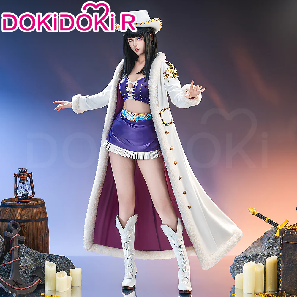 【Size XS-3XL】DokiDoki-R Anime Cosplay Women Costume Purple White With Hat / Long Cape