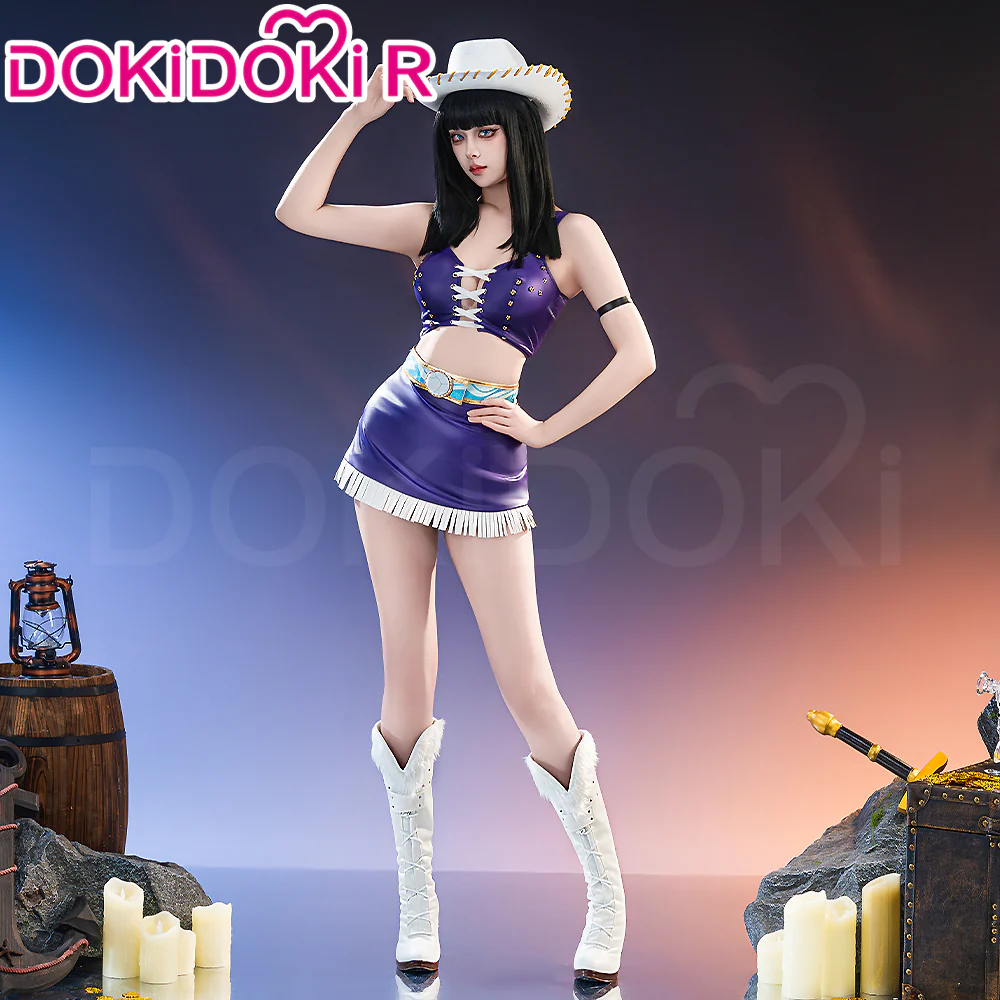 【Size XS-3XL】DokiDoki-R Anime Cosplay Women Costume Purple White With Hat / Long Cape - Image 3