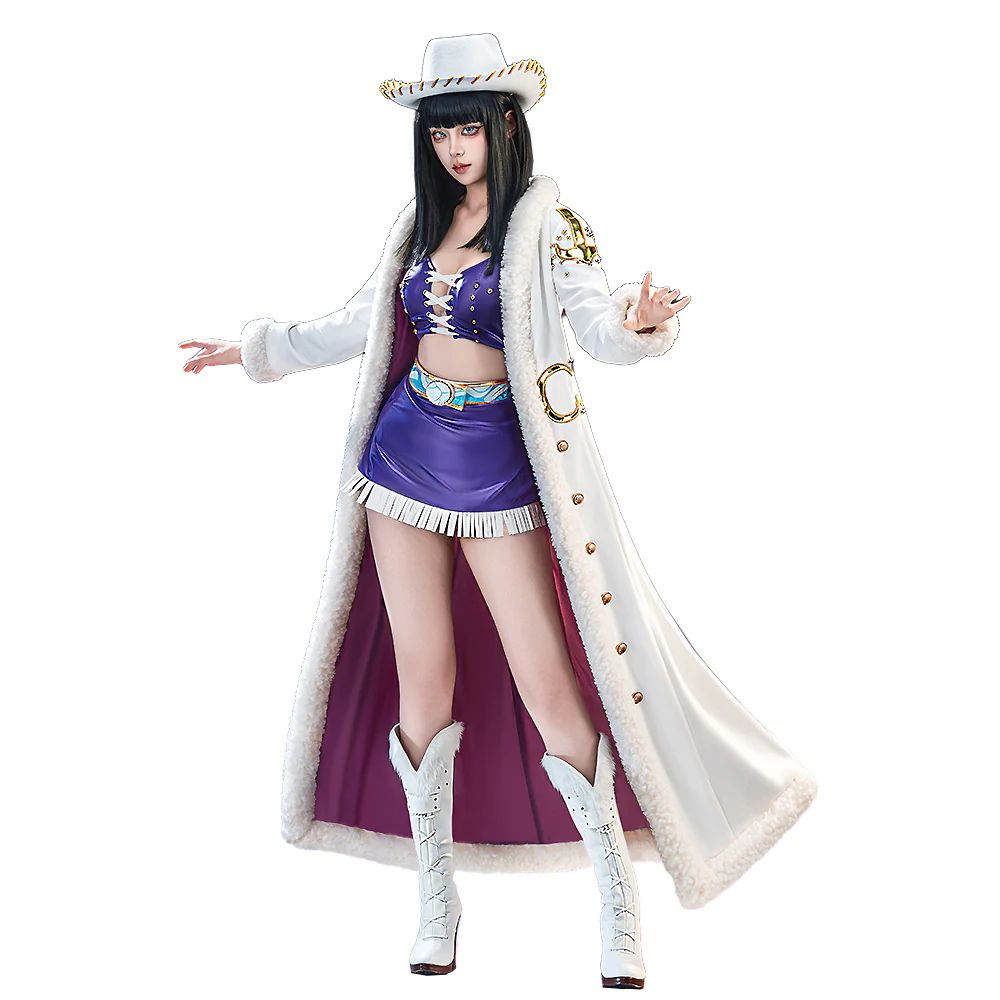 【Size XS-3XL】DokiDoki-R Anime Cosplay Women Costume Purple White With Hat / Long Cape - Image 5