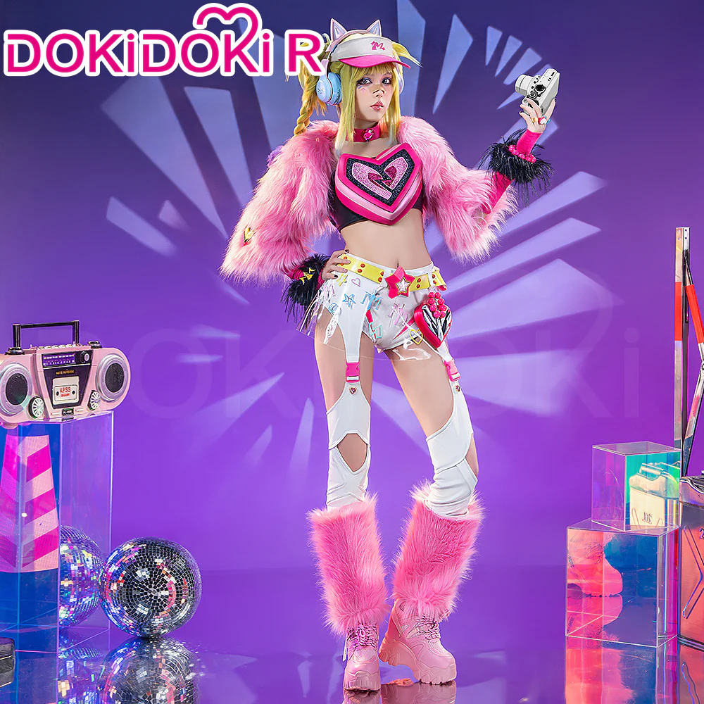 【Glowing】【Size XS-3XL】Dokidoki-R Game Cosplay Costume Woman Tight-Fitting Millenia Might Cute Pink Headphone