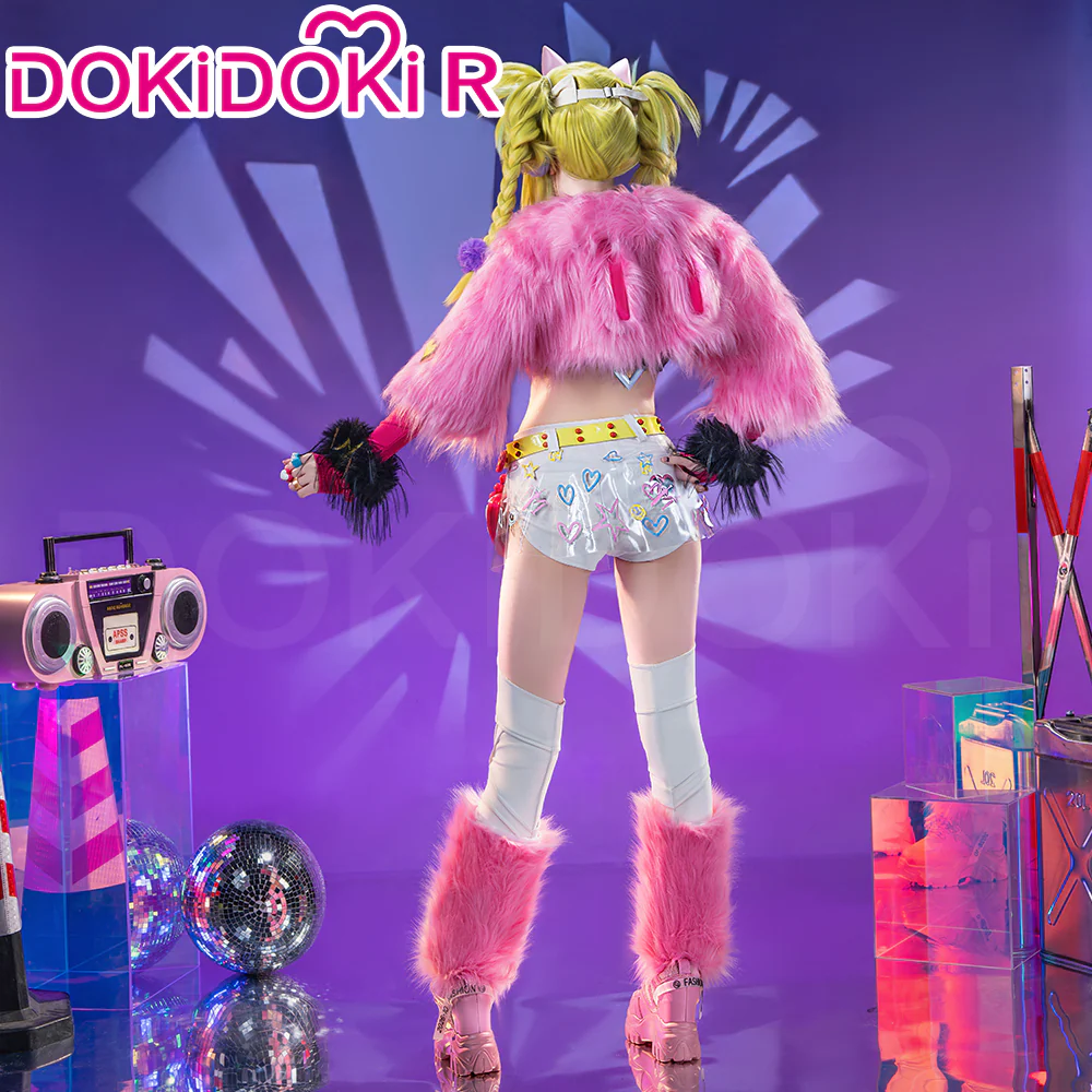 【Glowing】【Size XS-3XL】Dokidoki-R Game Cosplay Costume Woman Tight-Fitting Millenia Might Cute Pink Headphone - Image 3