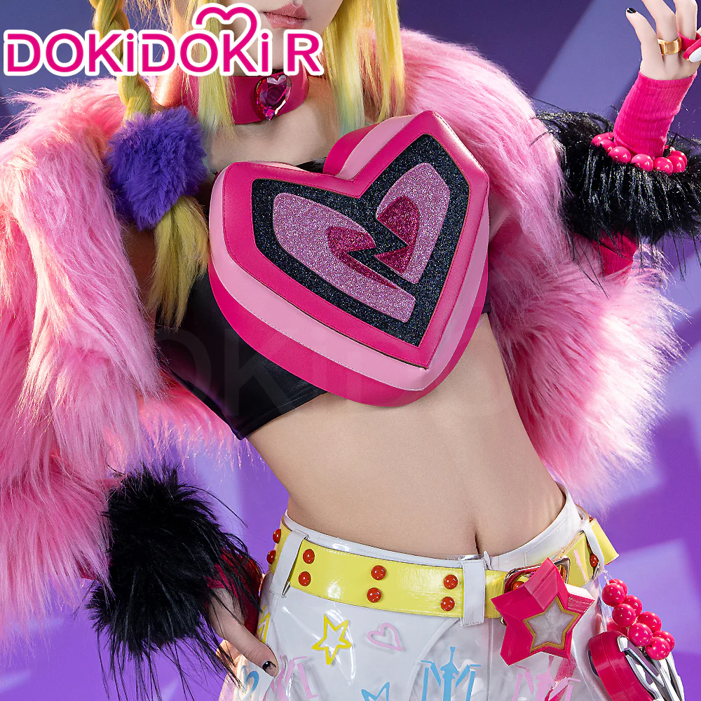 【Glowing】【Size XS-3XL】Dokidoki-R Game Cosplay Costume Woman Tight-Fitting Millenia Might Cute Pink Headphone - Image 4