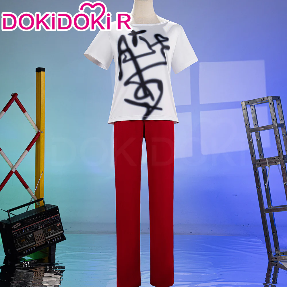 【Partially Ready For Ship】【Size XS-3XL】DokiDoki-R Music Video Cosplay Costume White T-shirt Red Pants R2